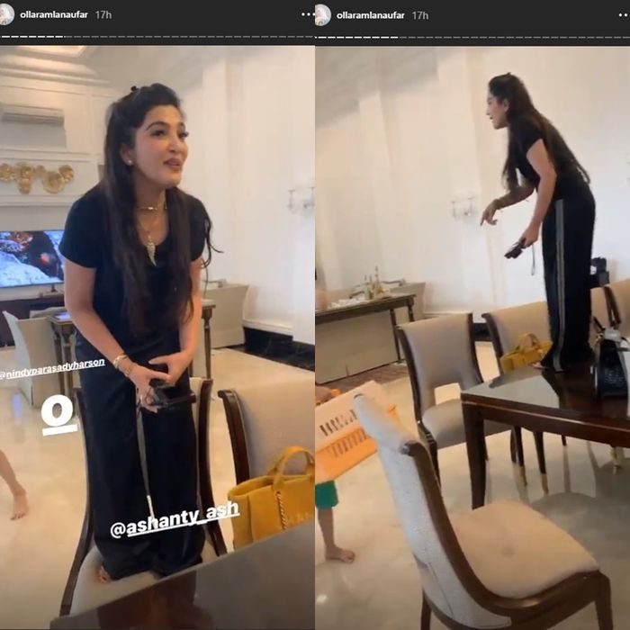 Ashanty naik ke meja makan milik Nindy