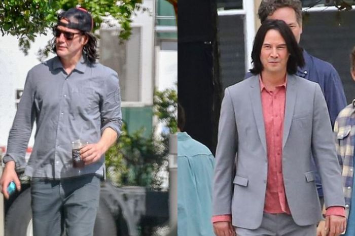 Kolase foto penampilan Keanu Reeves dengan penampilan terbaru