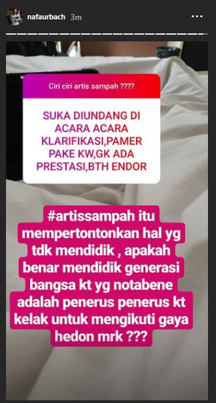 Unggahan Nafa Urbach di Instagramnya