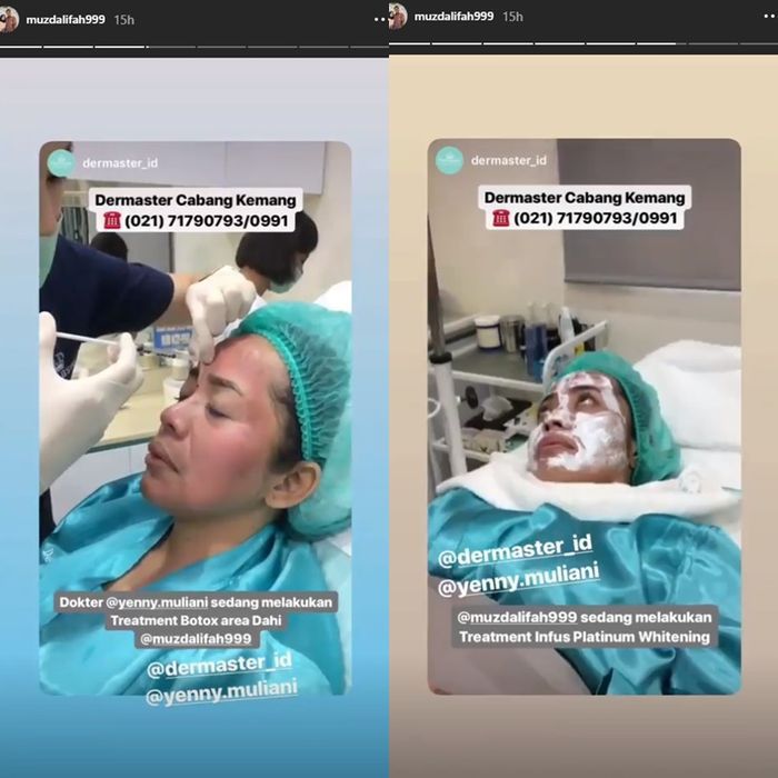 Muzdalifah terlihat lakukan perawatan wajah