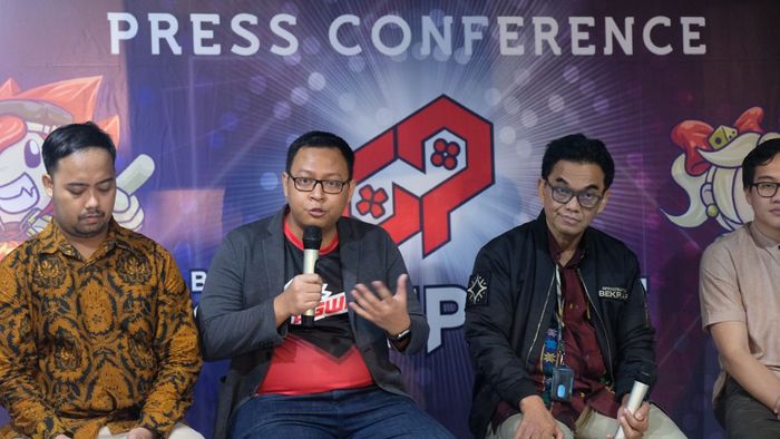 Ricky Setiawan (CEO dan pendiri GGWP.id) berbicara di acara konferensi pers BEKRAF Game Prime 2019.