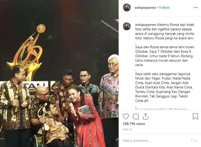Sutopo Berada di Satu Panggung dengan Rossa.