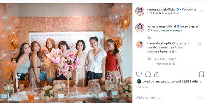 Vanessa rayakan <a href='https://pontianak.tribunnews.com/tag/kebebasan' title='kebebasan'>kebebasan</a>nya bersama teman-temannya