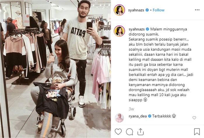Unggahan Syahnaz pakai kursi roda