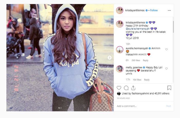 Unggahan foto Instagram KD yang memperlihatkan Aurel yang beranjak dewasa