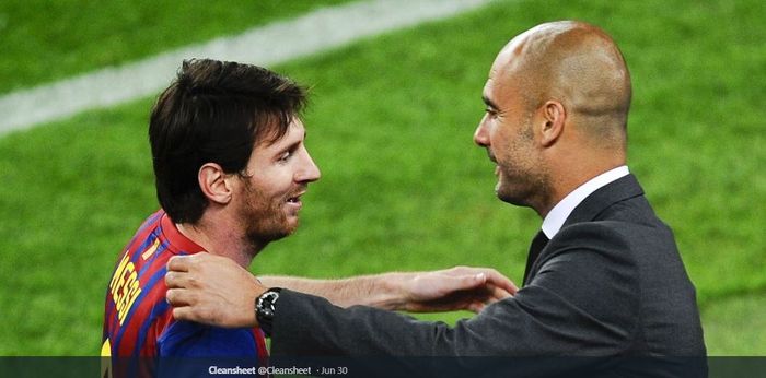 Lionel Messi dan Pep Guardiola saat masih bersama-sama memperkuat FC Barcelona.