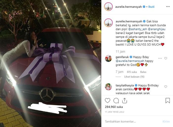 Kado ultah mobil mewah dari Anang Hermansyah untuk Aurel Hermansyah