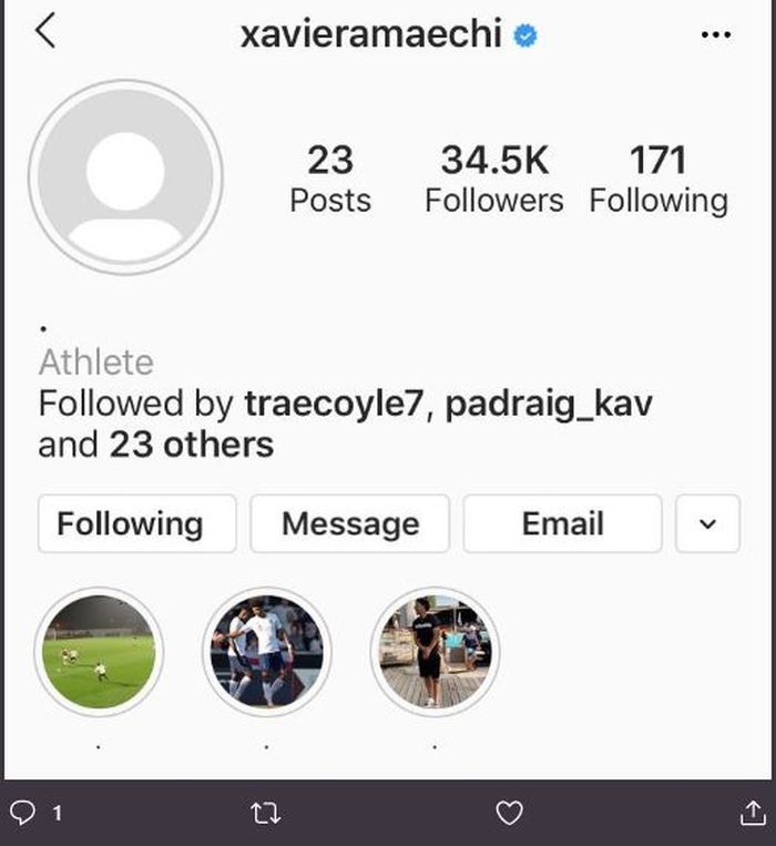 Instagram pemain Arsenal, Xavier Amaechi