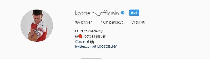 Akun Instagram pribadi Laurent Koscielny