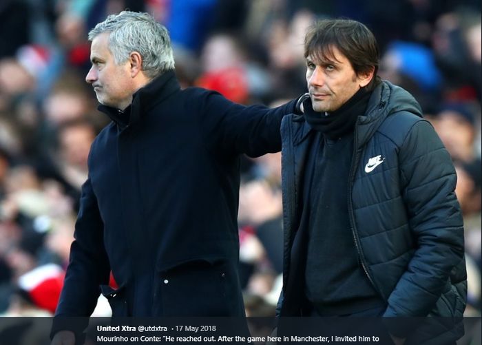 Jose Mourinho dan Antonio Conte pernah saling bertemu sewaktu keduanya masih menjadi pelatih Manchester United dan Chelsea.