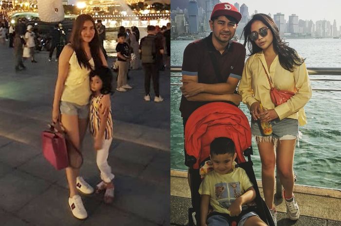 Penampilan Ayu Ting Ting dan Nagita Slavina kenakan celana hot pants saal liburan ke Singapura