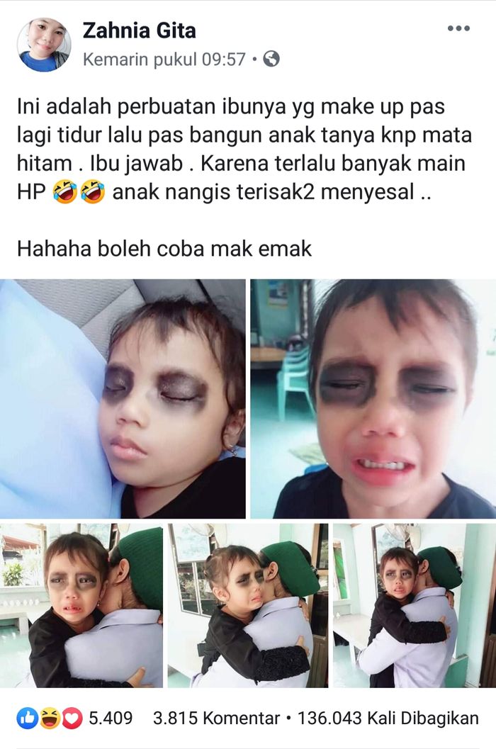 Balita kena prank orangtuanya saat tidur