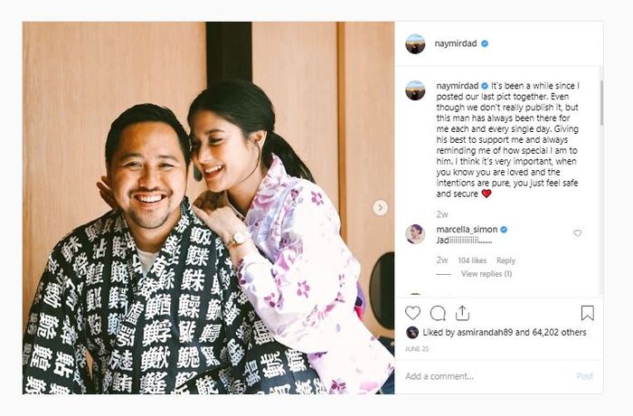 Unggahan Instagram Naysilla Mirdad