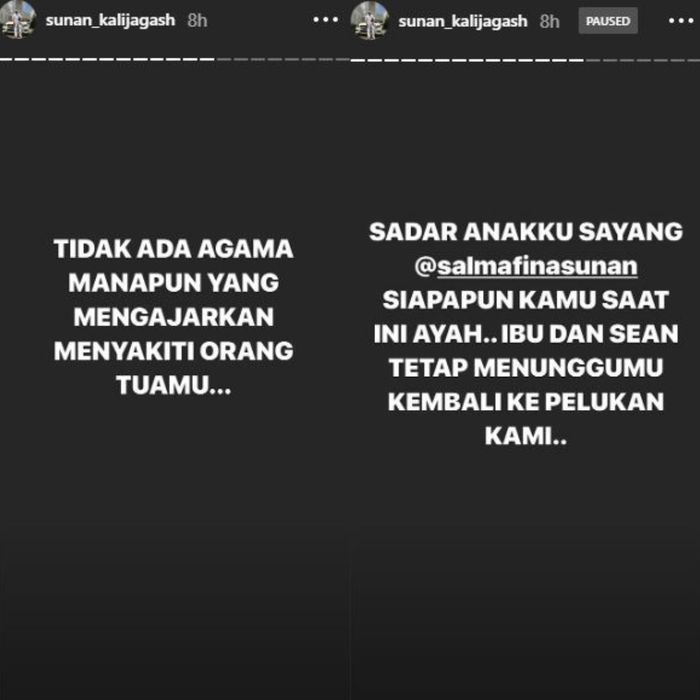 Tangkap layar Instagram @sunan_kalijagash via Grid.ID
Sindiran Sunan Kalija untuk Salmafina di Instagramstory