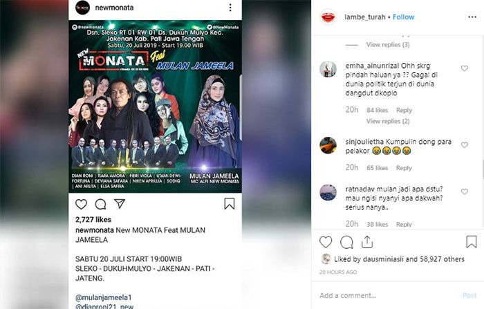 Warganet mulai mencibir Mulan yang kembali bernyanyi
