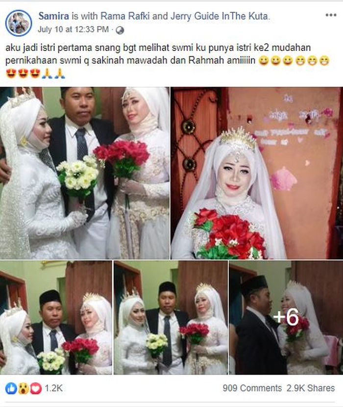 Postingan Samira yang viral karena rela dimadu oleh suaminya