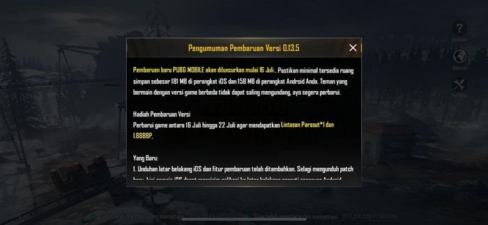 Pengumuman Pembaruan Versi 0.13.5 PUBG Mobile