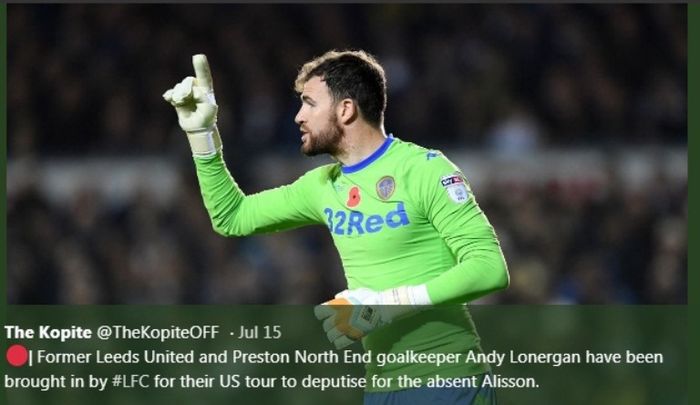 Andy Lonergan, kiper yang dibawa Liverpool untuk pramusim 2019 di Amerika Serikat.