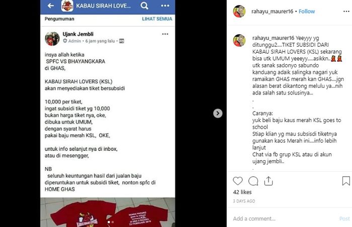 Ajakan Rahayu untuk menonton pertandingan Semen Padang