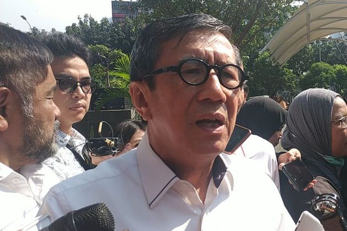 Menteri Hukum dan Hak Asasi Manusia Yasonna Laoly di Gedung Merah Putih KPK, Jakarta, Selasa (25/6/2019).