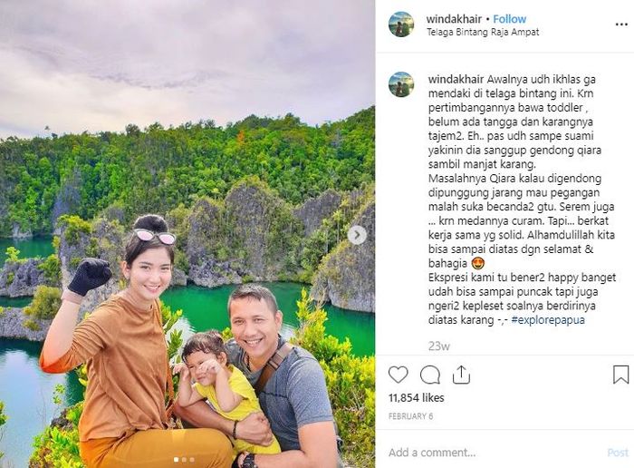 Momen Winda Khair dan keluarga liburan ke Raja Ampat