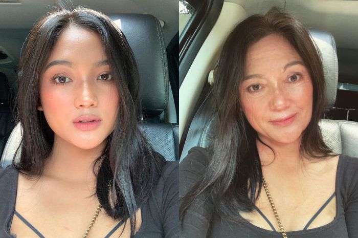 Penampilan Marion Jola saat mengikuti tantangan Age Challenge pakai aplikasi FaceApp