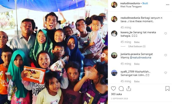 Udin Sedunia membantu korban bencana Palu dan Donggala