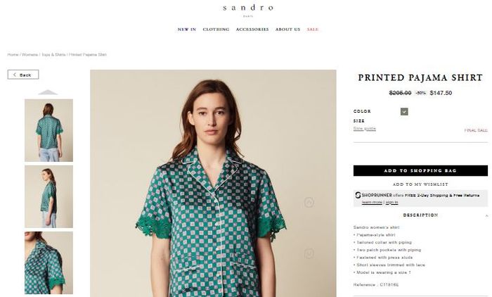 Sandro Printed Pajama Shirt