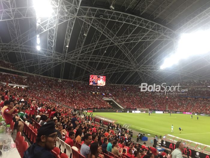 Suasana National Stadium, Singapura, saat laga Manchester United melawan Inter Milan di International Champions Cup 2019 di gelar, Sabtu (20/7/2019).