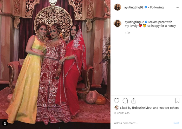 Ayu Ting Ting dan Asha Syara hadiri Sangeet Night Tania Nadira