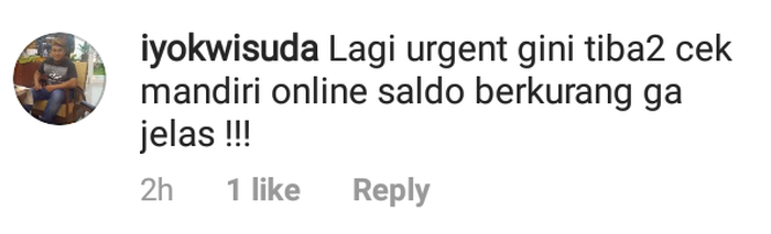 Keluhan saldo rekening Bank Mandiri berkurang bahkan menjadi nol.
