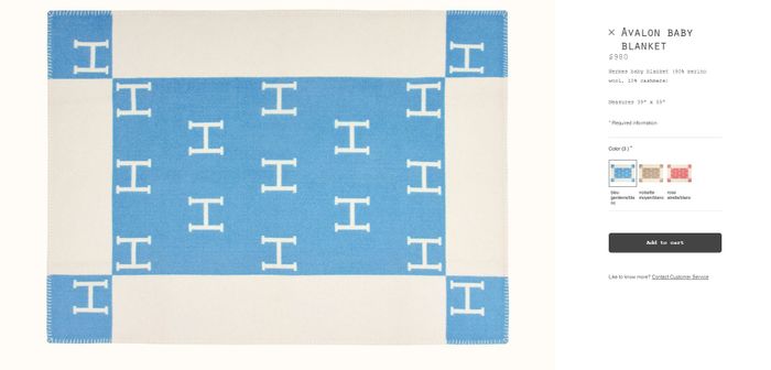 Hermes seri Avalon Baby Blanket