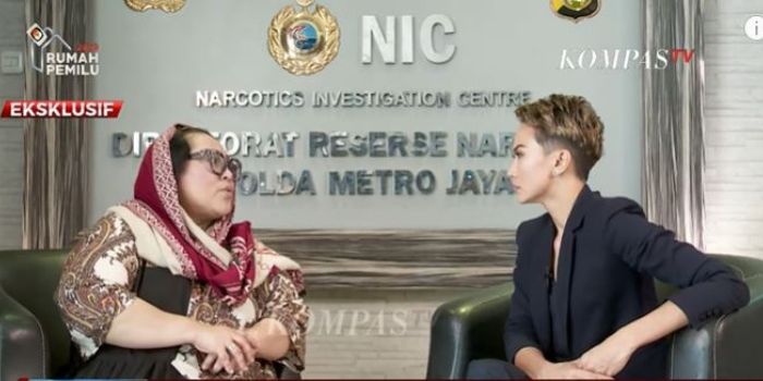 Andre Taulany menjenguk Nunung ke Polda Metro Jaya, Selasa (23/7/2019).