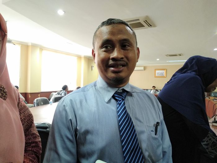 Syamsudin, kepala sekolah tempat anak bungsu Nunung bersekolah, saat ditemui di Gedung KPAI, Menteng, Jakarta Selatan, Selasa (23/7/2019).