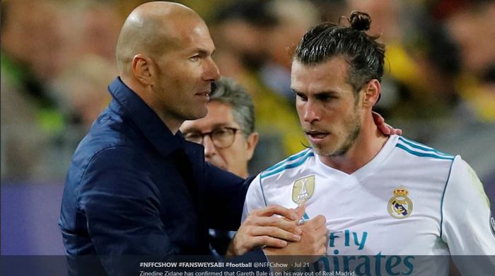 Gareth Bale (kanan) dan Zinedine Zidane.