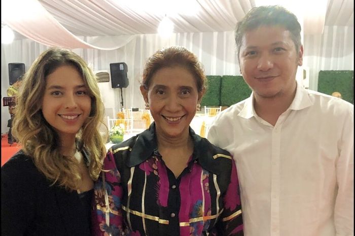 Gading Marten bersama Menteri Susi Pudjiastuti dan putrinya, Nadine Kaiser