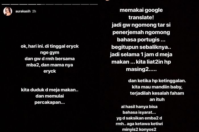 Curhatan Aura Kasih ketika mengalami kendala bahasa
