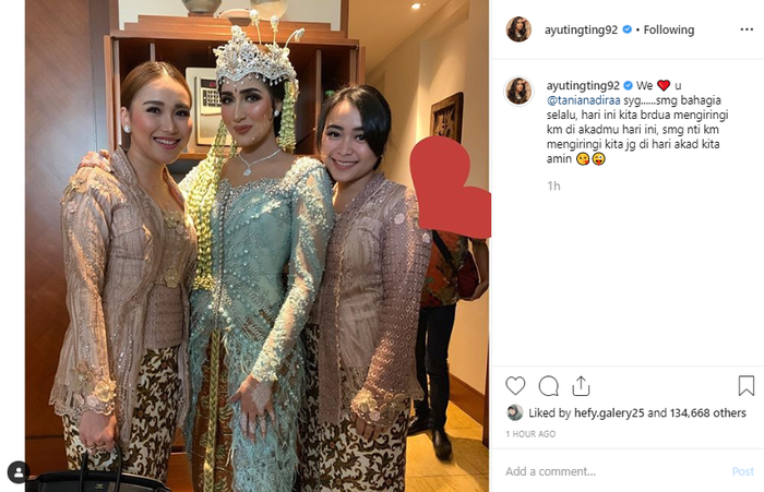 Ayu Ting Ting berharap bisa didampingi Tania saat menikah nanti