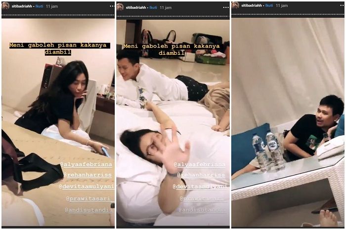 Suasana malam pertama Siti Badriah dan Krisjiana yang ramai dengan sanak saudara