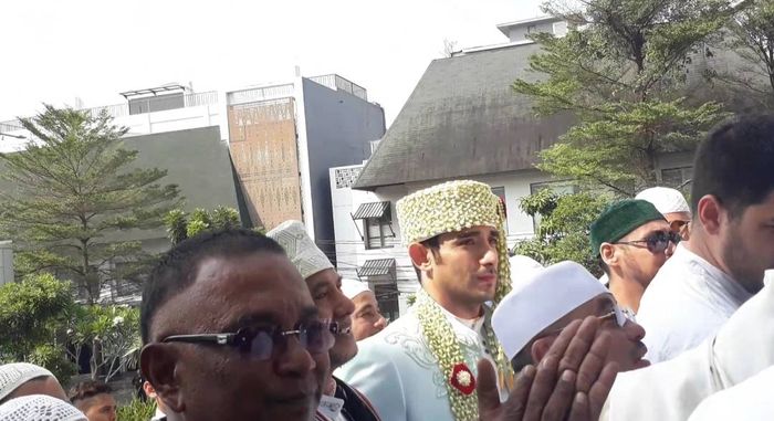 Suasana pernikahan Tania Nadira dan Abdulla Alwi yang berlangsung di kawasan Dharmawangsa, Jakarta Selatan, Jumat (26/7/2019).