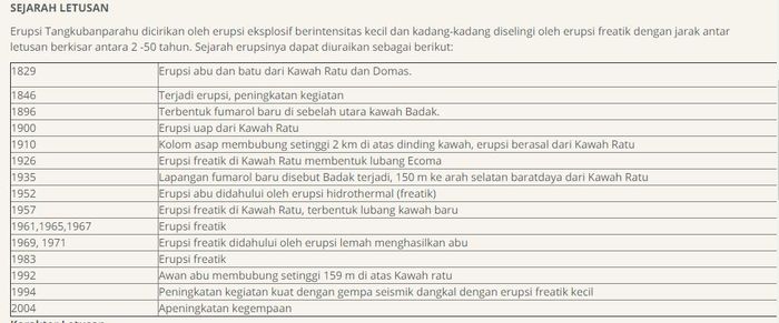 Sejarah letusan Tangkuban Parahu