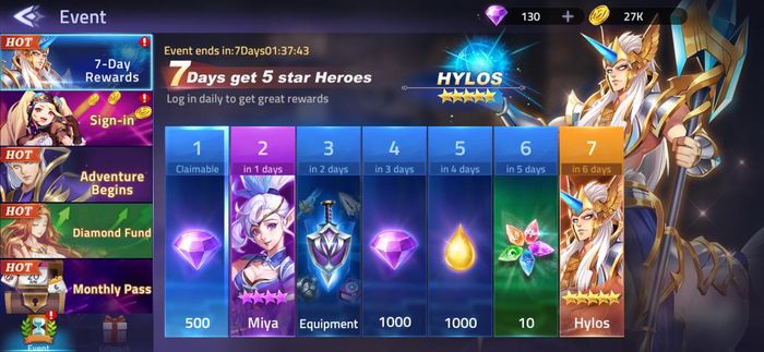 The first 7 days after the launch of MLA, players who login consistently will be rewarded.