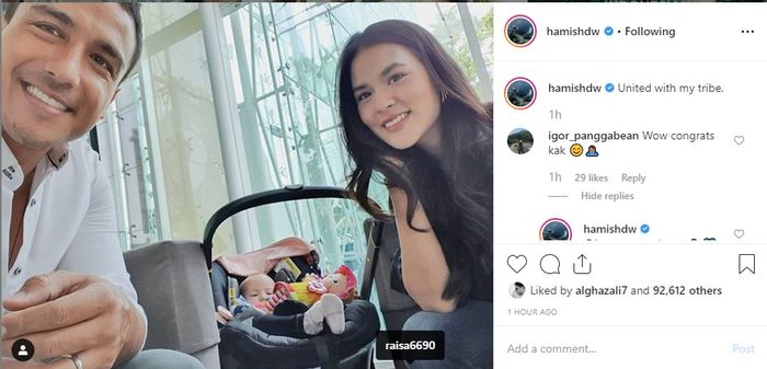 Hamish Daud posting potret sang anak.