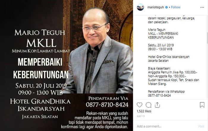 Mario Teguh Ternyata Tetap jadi Motivator dengan Bayaran Segini