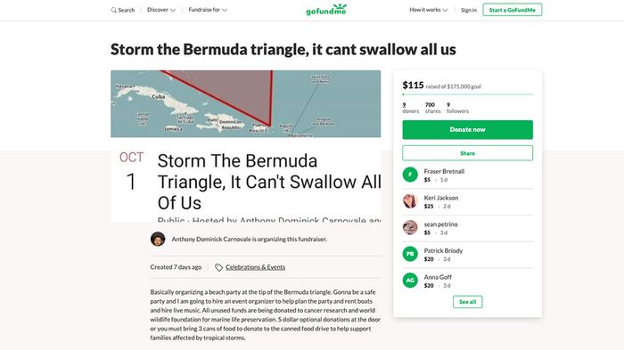 Ajakan ke Segitiga Bermuda di GoFundMe 