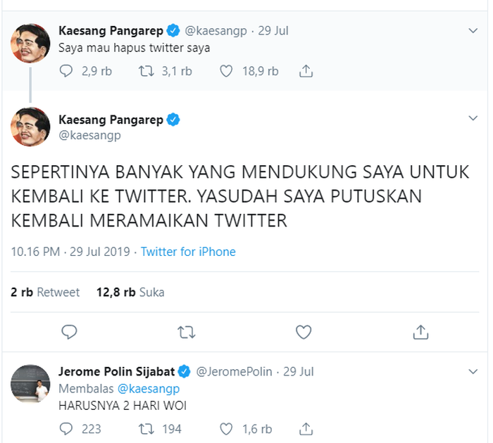 Cuitan Kaesang Pangarep yang disebut sindir Ria Ricis