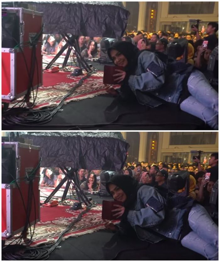 Reita Amalia tak gengsi lesehan di atas panggung untuk memotret putrinya, Nagita Slavina