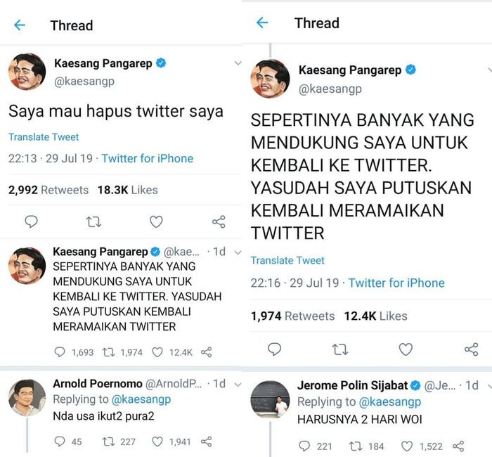 Cuitan Kaesang Pangarep yang disebut sedang menyindir Ria Ricis