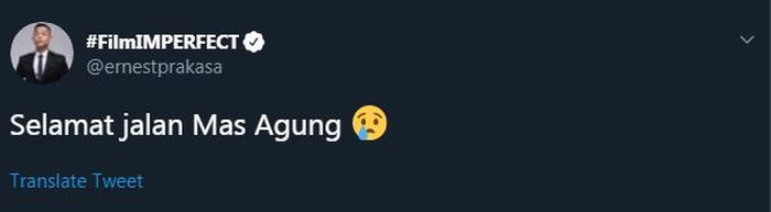 Unggahan turut berduka cita dari Ernest.