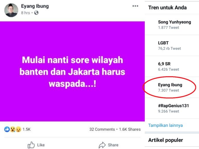 Viral ramalan gempa Eyang Ibung